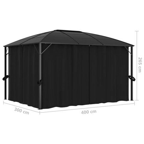 Altana ogrodowa z zasłonami, 400x300x265 cm, antracytowa Altana ogrodowa z zasłonami, 400x300x265 cm, antracytowa