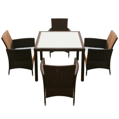 5-cz. zestaw mebli ogrodowych z poduszkami, rattan PE, brązowy