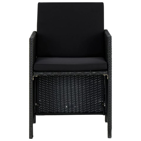 9-cz. zestaw mebli ogrodowych z poduszkami, rattan PE, czarny