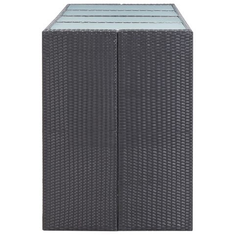 9-cz. zestaw ogrodowych mebli barowych, ratan PE, czarny