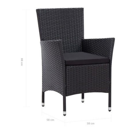 7-częściowy zestaw mebli ogrodowych z polirattanu, czarny