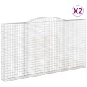 Kosze gabionowe, 2 szt, 400x30x220/240 cm, galwanizowane żelazo