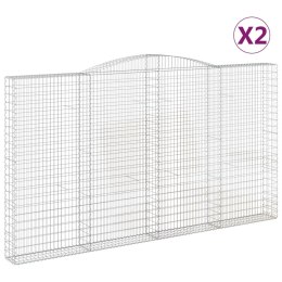 Kosze gabionowe, 2 szt, 400x30x220/240 cm, galwanizowane żelazo