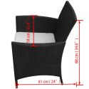 7-cz. zestaw mebli ogrodowych z poduszkami, rattan PE, czarny