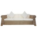 3-osobowa sofa z poduszkami, naturalny rattan