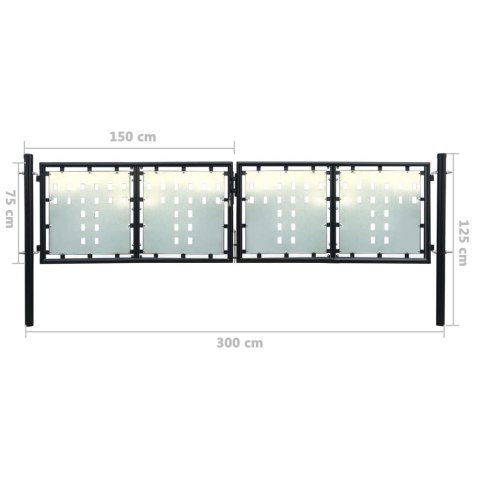 Brama ogrodzeniowa, czarna, 300 x 125 cm