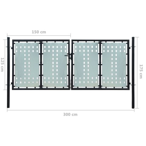 Brama ogrodzeniowa, czarna, 300 x 175 cm