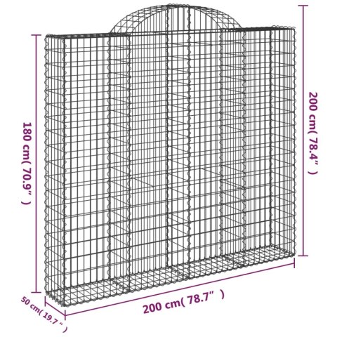 Kosze gabionowe, 7 szt, 200x50x180/200 cm, galwanizowane żelazo Kosze gabionowe, 7 szt, 200x50x180/200 cm, galwanizowane żelazo