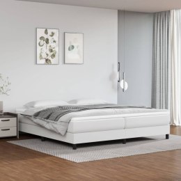 Łóżko kontynentalne z materacem, białe, ekoskóra 200x200 cm