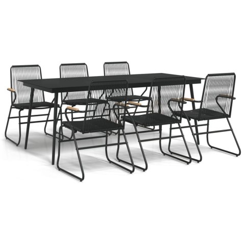 7-częściowy zestaw mebli ogrodowych, czarny, rattan PVC 7-częściowy zestaw mebli ogrodowych, czarny, rattan PVC