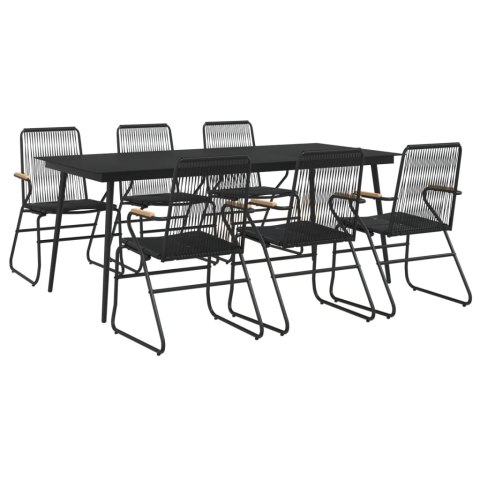 7-częściowy zestaw mebli ogrodowych, czarny, rattan PVC 7-częściowy zestaw mebli ogrodowych, czarny, rattan PVC