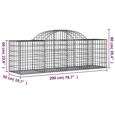 Kosze gabionowe, 14 szt, 200x50x60/80 cm, galwanizowane żelazo Kosze gabionowe, 14 szt, 200x50x60/80 cm, galwanizowane żelazo