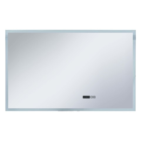 Lustro łazienkowe z LED, czujnikiem dotyku i zegarem, 100x60 cm