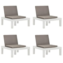 Krzesła ogrodowe z poduszkami, 4 szt., plastik, białe