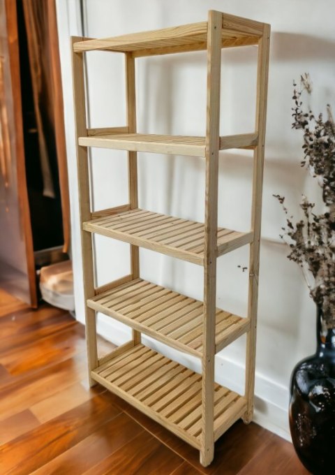 Drewniany regał sosnowy, 5 półek, 173x80x33 cm, produkcja cz