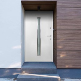Drzwi wejściowe, białe, 100x200 cm, aluminium