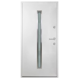 Drzwi wejściowe, białe, 90x200 cm, aluminium