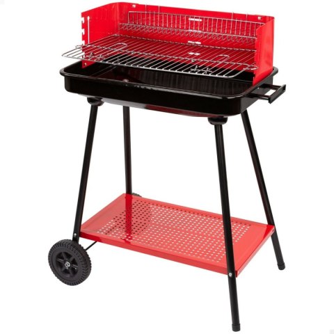 Grill Węglowy na Kólkach Aktive Stal Plastikowy Metal emaliowany 66 x 85 x 44 cm Czerwony