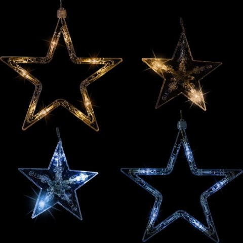 Świąteczna kurtyna 5 gwiazdek, 61 LED, biała ciepła i zimna