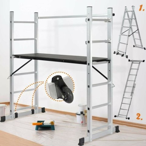 Kombinowane rusztowanie 3w1 - platforma robocza + 2 drabiny