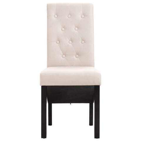 Krzesła stołowe, 2 szt., kremowe, tapicerowane tkaniną