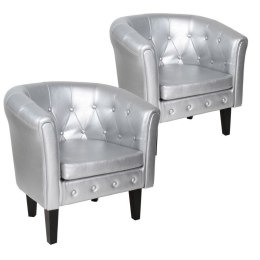 MIADOMODO Zestaw foteli Chesterfield, 58x71x70 cm, srebrny