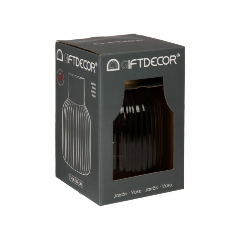 Wazon Gift Decor Szary Złoty Szkło Paski 14,5 x 22 x 14,5 cm (6 Sztuk)