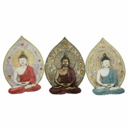 Dekoracja ścienna DKD Home Decor Niebieski Czerwony Złoty Budda Orientalny 19,3 x 3,7 x 27,3 cm (3 Części)