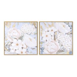 Obraz DKD Home Decor Kvety Romantyczny 60 x 3,5 x 60 cm (2 Sztuk)