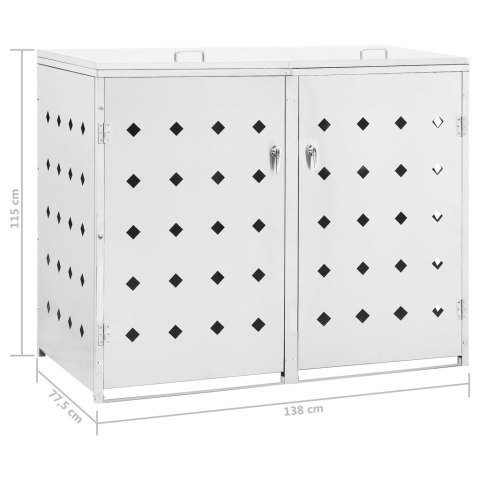 Podwójna osłona na kosze na śmieci, 240 L, stal nierdzewna