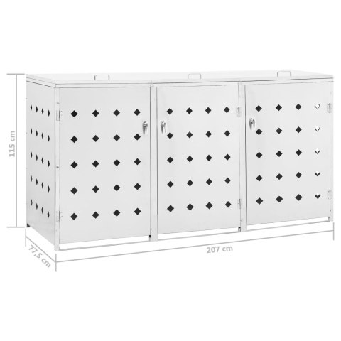 Potrójna osłona na kosze na śmieci, 240 L, stal nierdzewna