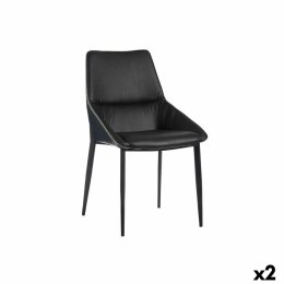 Fotel Pleciony Niebieski Czarny Stal 50 x 87 x 61 cm (2 Sztuk)
