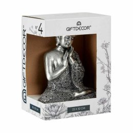 Figurka Dekoracyjna Budda Na siedząco Srebrzysty 22 x 33 x 18 cm (4 Sztuk)