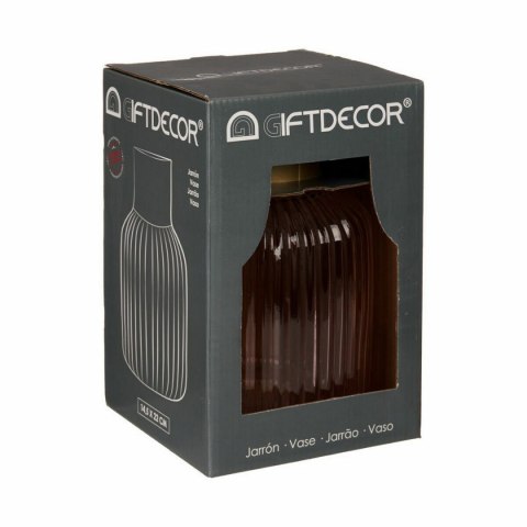 Wazon Gift Decor Różowy Złoty Szkło Paski 14,5 x 22 x 14,5 cm (6 Sztuk)