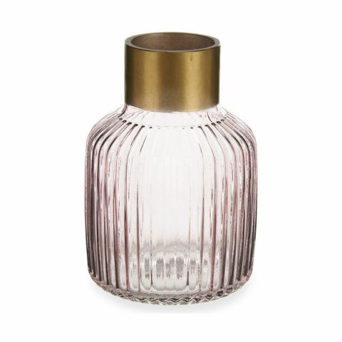 Wazon Gift Decor Różowy Złoty Szkło Paski 14,5 x 22 x 14,5 cm (6 Sztuk)