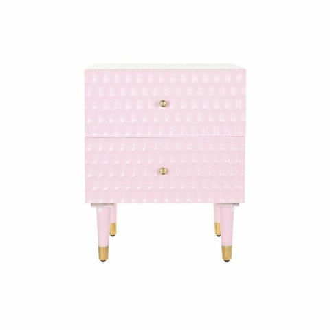 Stolik Nocny DKD Home Decor 52 x 42 x 65 cm Metal Jasnoróżowy Drewno mango