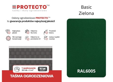 Taśma ogrodzeniowa ROLKA 26mb BASIC 19cm PROTECTO™ ZIELONA Taśma ogrodzeniowa ROLKA 26mb BASIC 19cm PROTECTO™ ZIELONA
