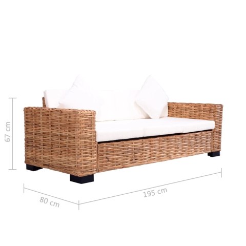 Komplet wypoczynkowy, 15 części, naturalny rattan Komplet wypoczynkowy, 15 części, naturalny rattan