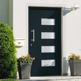 Drzwi frontowe, aluminium i PVC, antracytowe, 110x210 cm