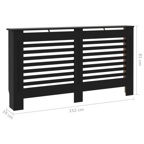 Osłona na kaloryfer, czarna, 152x19x81 cm, MDF