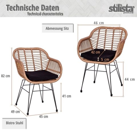 STILISTA Zestaw 2 foteli ogrodowych, jasnobrązowy