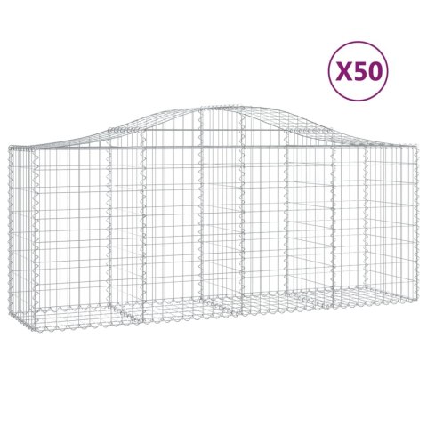 Kosze gabionowe, 50 szt, 200x50x80/100 cm, galwanizowane żelazo