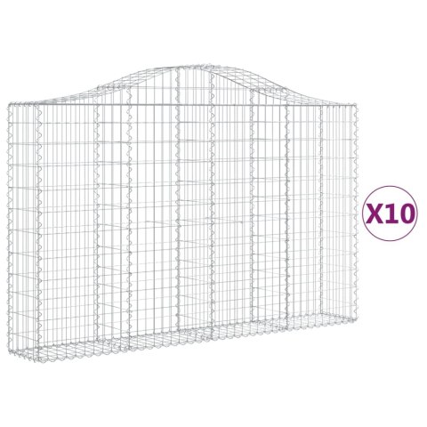 Kosze gabionowe, 10 szt, 200x30x120/140cm, galwanizowane żelazo Kosze gabionowe, 10 szt, 200x30x120/140cm, galwanizowane żelazo