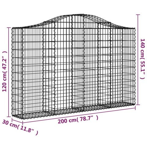 Kosze gabionowe, 10 szt, 200x30x120/140cm, galwanizowane żelazo Kosze gabionowe, 10 szt, 200x30x120/140cm, galwanizowane żelazo