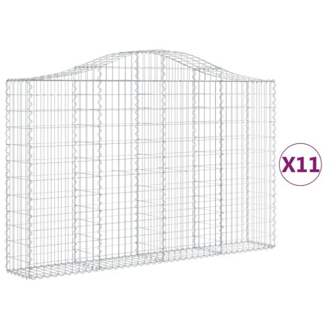 Kosze gabionowe, 11 szt, 200x30x120/140cm, galwanizowane żelazo Kosze gabionowe, 11 szt, 200x30x120/140cm, galwanizowane żelazo