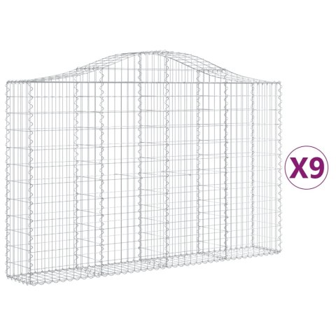 Kosze gabionowe, 9 szt, 200x30x120/140 cm, galwanizowane żelazo Kosze gabionowe, 9 szt, 200x30x120/140 cm, galwanizowane żelazo