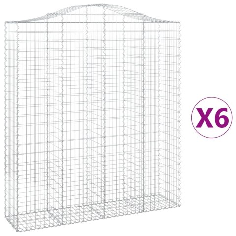 Kosze gabionowe, 6 szt, 200x50x220/240 cm, galwanizowane żelazo Kosze gabionowe, 6 szt, 200x50x220/240 cm, galwanizowane żelazo