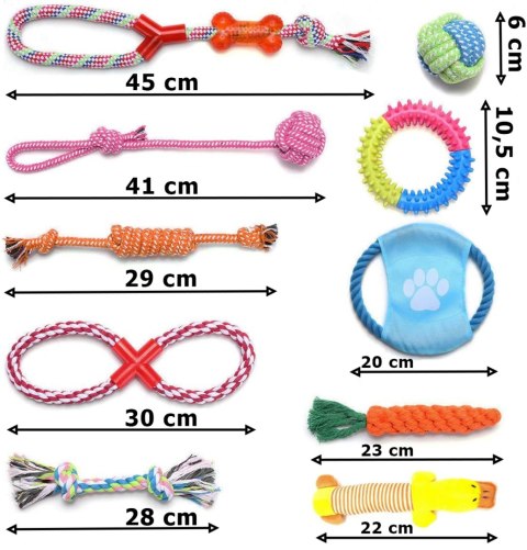 Zestaw szarpaków dla psa SERGIO 10 elementów
