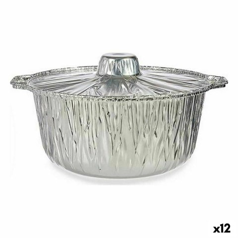 Zestaw Kuchennych Półmisek Aluminium 29 x 26 x 12 cm Jednorazowe Z pokrywką Naczynie (12 Sztuk)