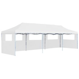 Składany namiot imprezowy z 5 ścianami bocznymi, 3 x 9 m, biały